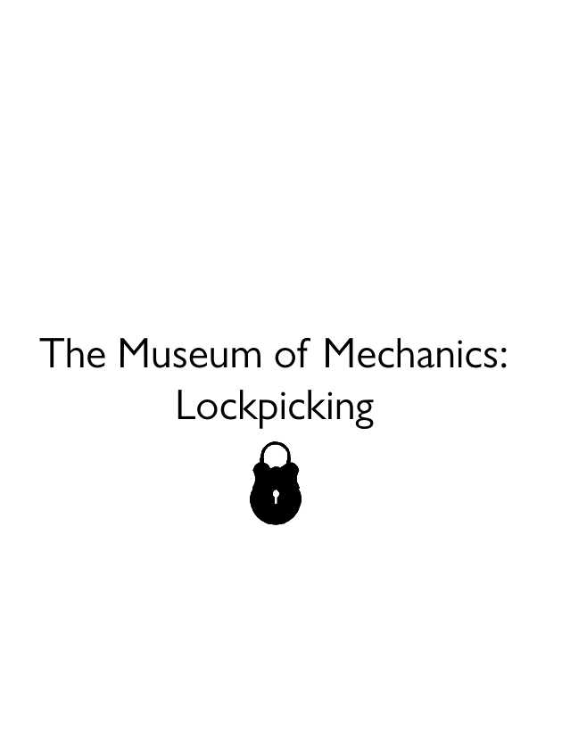 Museum of Mechanics: Lockpicking cover