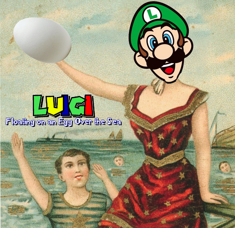 Luigi Floating on an Egg Over the Sea cover