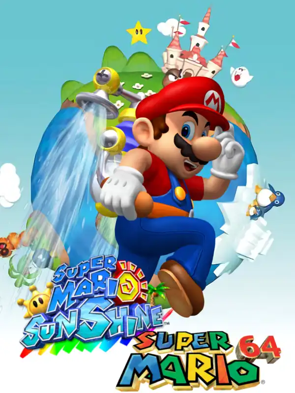 Super Mario Sunshine in Super Mario 64 cover