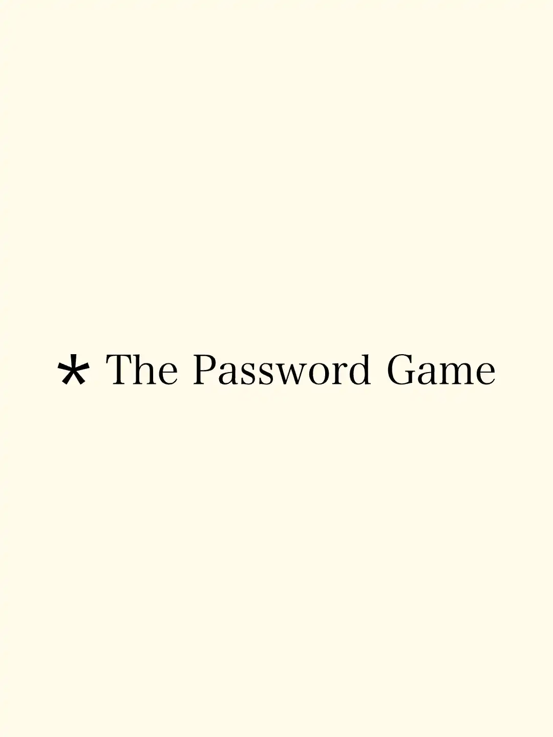 The Password Game cover